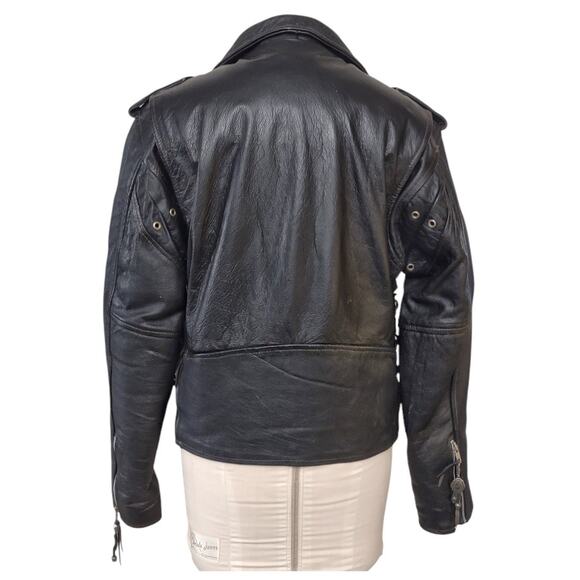 USA BIKERS Vintage Black Leather Moto Jacket Size 40 Thinsulate Removable Vest - Picture 3 of 14